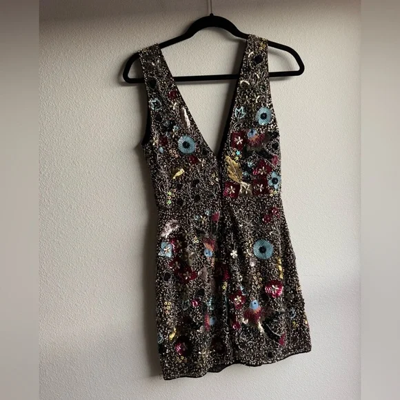 Topshop Bird Embellished Minidress Sequin Beaded Party Event Dress size 4 US - Picture 8 of 11